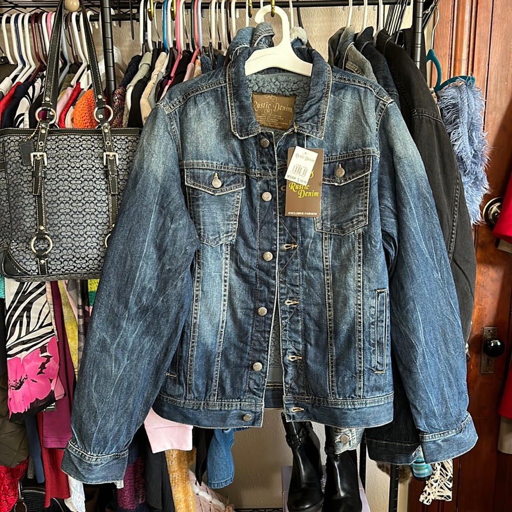 Rustic Denim warm light blue lined Jacket Vintage look size Medium Men’s